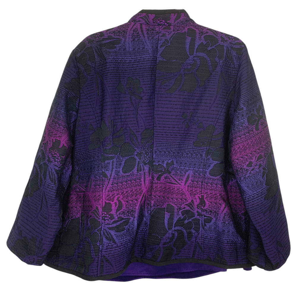 Chico's Sz 3 Purple Ombre Floral Jacket & Matching Sateen Tank 2 Pc Set XL - Picture 7 of 7